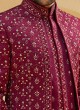 Jacket Style Sherwani In Maroon Color